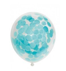 Klar balloner med lys blå konfetti