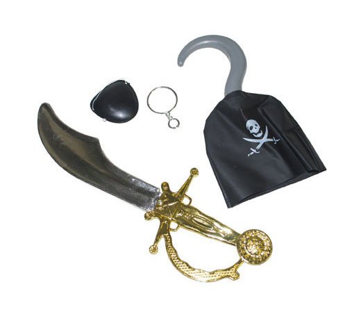 #3 - Piratsæt med klo, sværd, klap og ørering