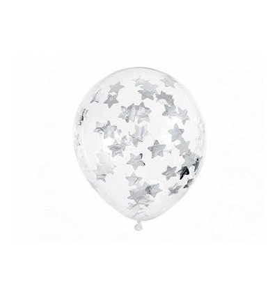 Konfetti balloner - Sølv stjerner