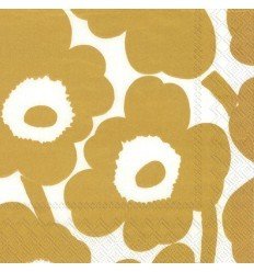 Marimekko mønstret servietter, hvid og guld