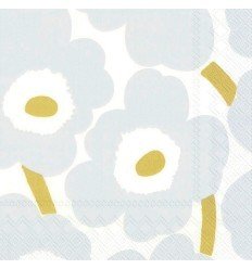 Marimekko mønstret servietter i hvid, guld og sølv