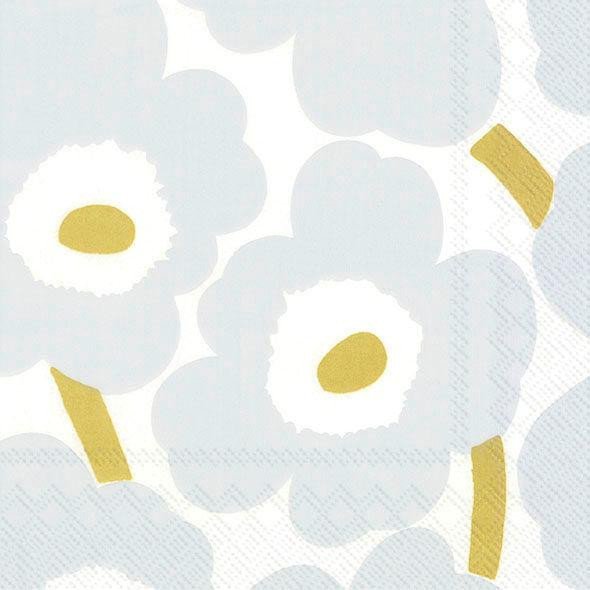 4: Marimekko mønstret servietter i hvid, guld og sølv