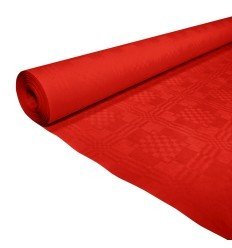 Rød papirsdug - damask - 8 meter