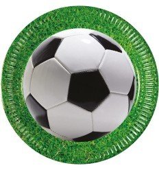 Fodbold paptallerkner med grøn bort