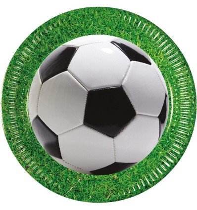 Fodbold paptallerkner med grøn bort