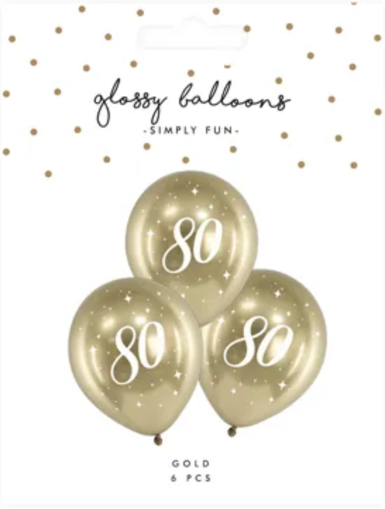Guld balloner 80 års - blank