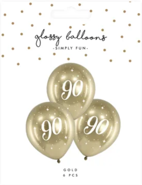 Guld balloner 90 års - blank