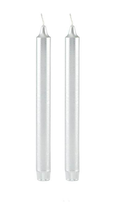 Rustik stearinlys sølv - 24 cm  -2stk.