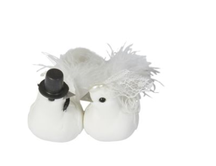 Se Fugle Brudepar med klips - L 15 cm lang - Hvid hos Festbyen