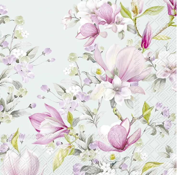 Servietter med magnolia str. 33x33 cm