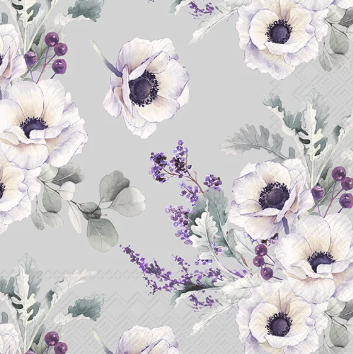 Billede af Servietter med blomster str. 33x33 cm