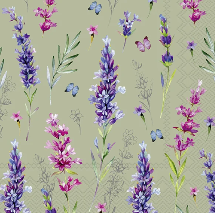 Billede af Servietter med lavendler str. 33x33 cm
