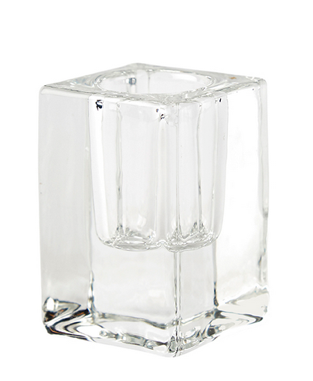 Lysestage i klar glas - ice cube 6x4cm