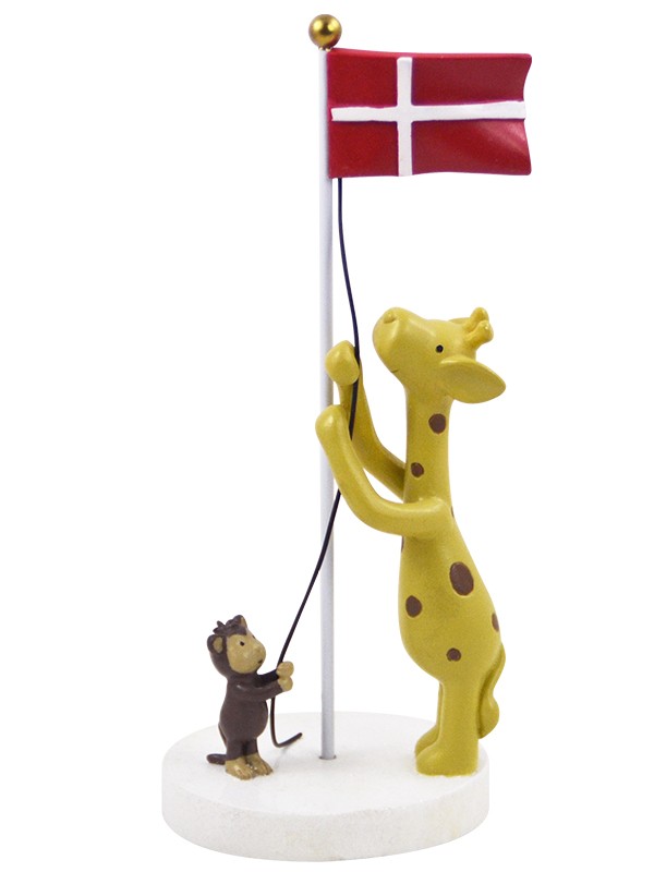 Billede af Pyntefigur med flag, giraf og abe