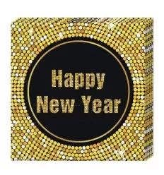 Happy New Year servietter med guldkant