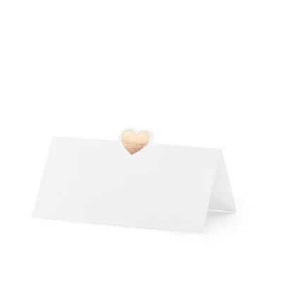Hvid bordkort - rosen guld hjerte