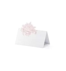 Hvid bordkort - bonderose blomst