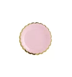 Paptallerkner - lys pink - guld kant
