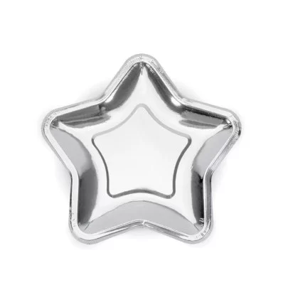 Paptallerkner - sølv - stjerne - 23 cm