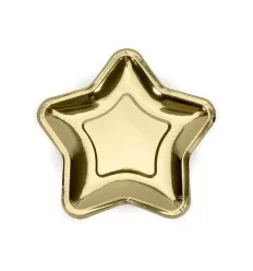 Paptallerkner - guld - stjerne - 23 cm
