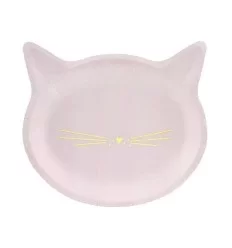 Paptallerkner - lys pink - kattehoved