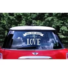 Bryllups klistermærke - bil - All you need is love