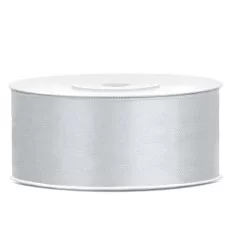 Sølv Satin bånd - 25 mm