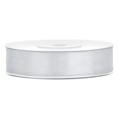 Sølv Satin bånd - 12 mm
