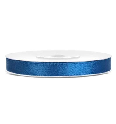 Blå Satin bånd - 6 mm