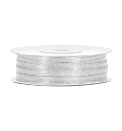 Sølv Satin bånd - 3 mm