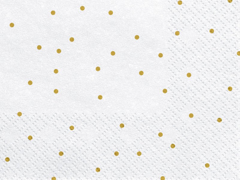 Billede af Hvid - servietter med guld prikker