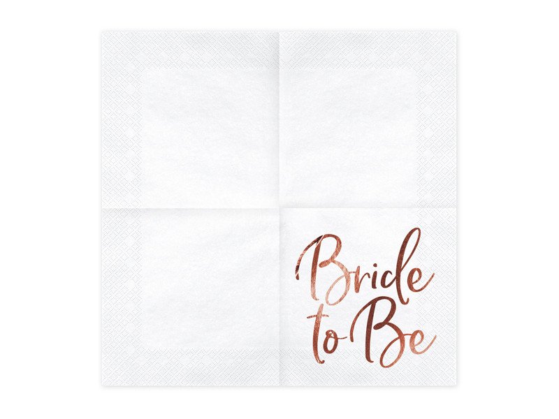 Billede af Hvide - servietter- teksten "Bride to be" i rosen guld