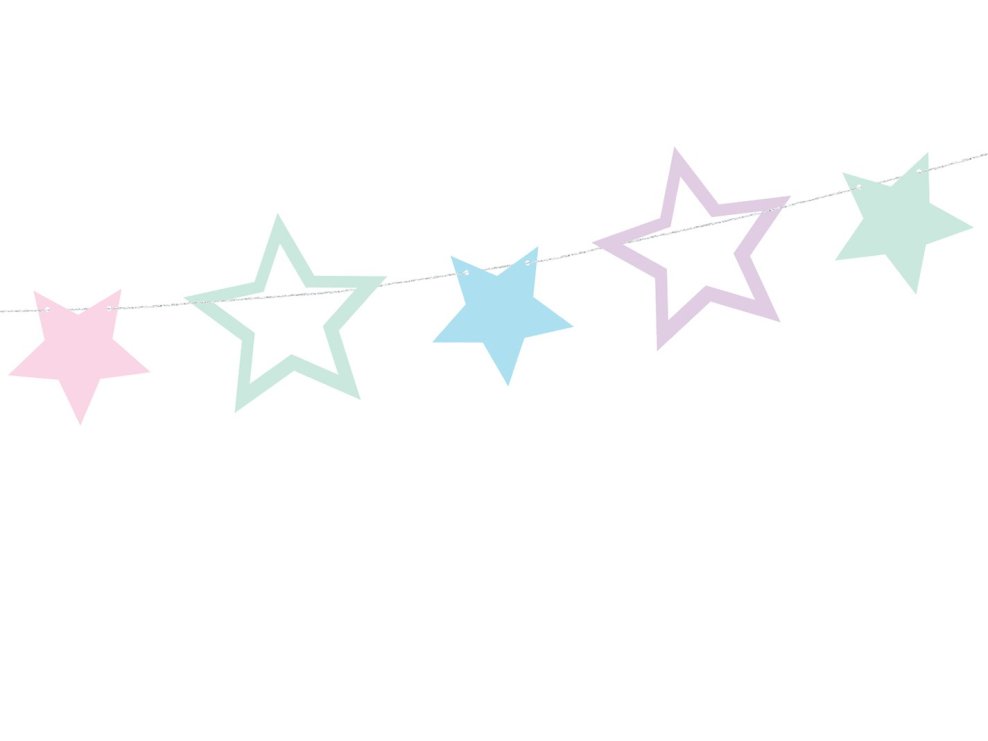 Pastel farvet stjerne guirlande
