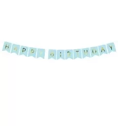 Happy birthday banner - lyseblå - lav selv