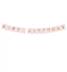 Happy birthday banner - lyserød - lav selv