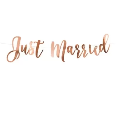 Just married banner - rosa guld